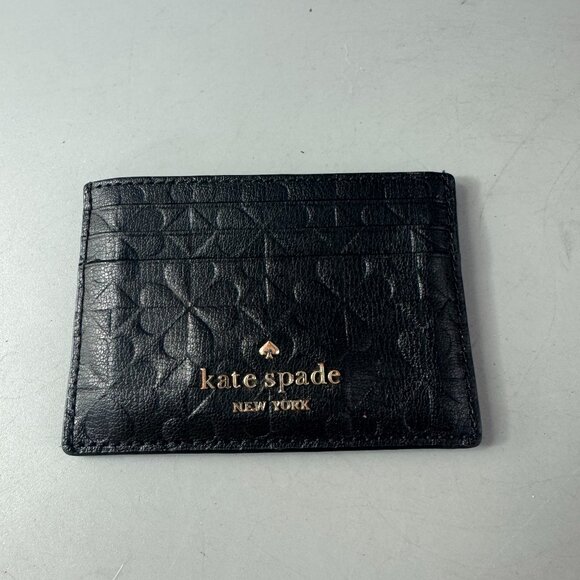 kate spade Handbags - Kate Spade Small Card Holder Wallet Embossed Black Leather